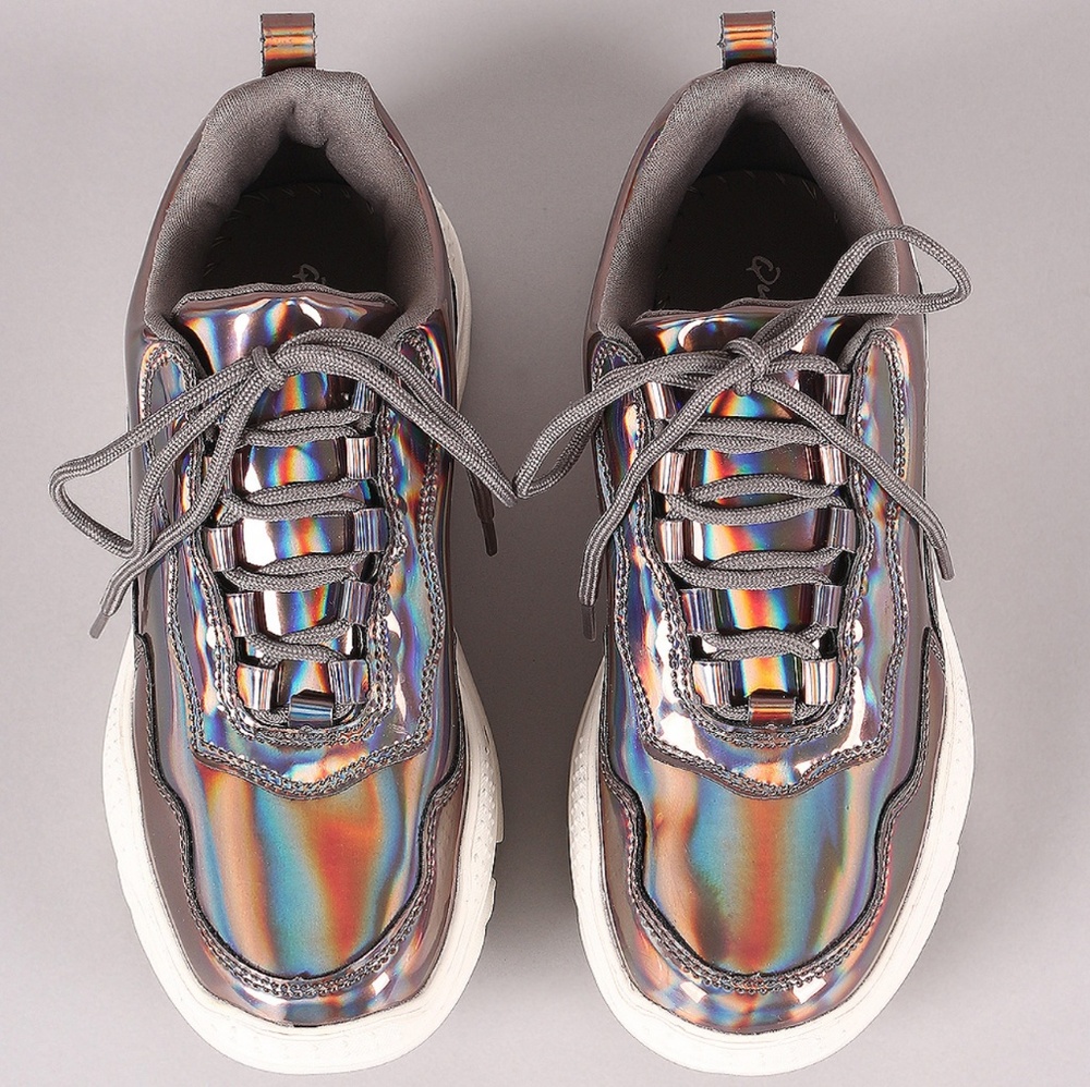 Last Size 9 💎Holographic Patent Platform Sneaker - Picture 4 of 8